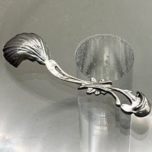 Load image into Gallery viewer, Salt Cellar Spoon, Sterling Silver, Rose with Oyster Shell Shaped Bowl, 2 3/16 inch
