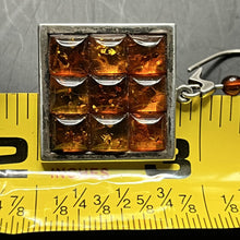 Load image into Gallery viewer, Earrings, Sterling Silver, Amber Grid Cabochans, Poland
