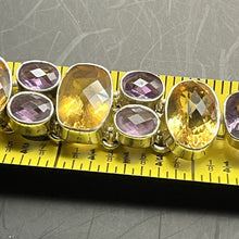 Load image into Gallery viewer, Bracelet, Sterling Silver, MultiStone Amethyst and Citrine, 6 1/2 to 7 1/2 inch
