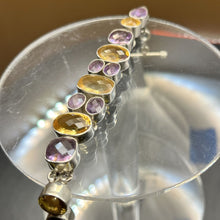 Load image into Gallery viewer, Bracelet, Sterling Silver, MultiStone Amethyst and Citrine, 6 1/2 to 7 1/2 inch
