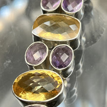 Load image into Gallery viewer, Bracelet, Sterling Silver, MultiStone Amethyst and Citrine, 6 1/2 to 7 1/2 inch

