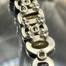 Load image into Gallery viewer, Bracelet, Sterling Silver, MultiStone Amethyst and Citrine, 6 1/2 to 7 1/2 inch

