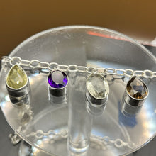 Load image into Gallery viewer, Necklace, Sterling Silver, Multistone Amethyst, Smokey, and Lemon Quartz, 18 1/4 inch
