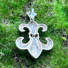 Load image into Gallery viewer, Pendant, Sterling Silver, Fleur De Lis with Garnets
