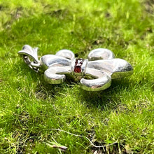 Load image into Gallery viewer, Pendant, Sterling Silver, Fleur De Lis with Garnets
