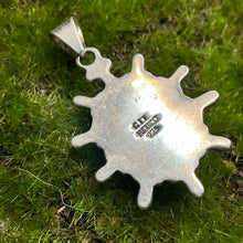 Load image into Gallery viewer, Pendant, Sterling Silver, Starburst with Carnelian Cabochon
