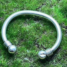 Load image into Gallery viewer, Bracelet, Sterling Silver, Cuff With Ball and Wrap End Design
