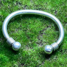 Load image into Gallery viewer, Bracelet, Sterling Silver, Cuff With Ball and Wrap End Design
