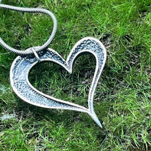 Load image into Gallery viewer, Necklace and Pendant, Sterling Silver, Open Heart, Snake Chain, 20 inches
