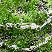 Load image into Gallery viewer, Necklace with Pendant, Sterling Silver, Filigree Iris Flower on Specialty Chain, 15 1/2 Inches
