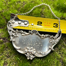 Load image into Gallery viewer, Decanter Tag, Sterling Silver, 1887 Gorham, Sherry
