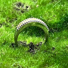 Load image into Gallery viewer, Ring, Sterling Silver, Yellow Diamonds in Gold Vermeil Prongs, Size 8 1/2
