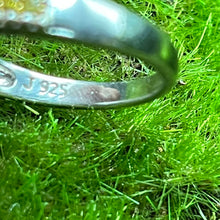 Load image into Gallery viewer, Ring, Sterling Silver, Yellow Diamonds in Gold Vermeil Prongs, Size 8 1/2

