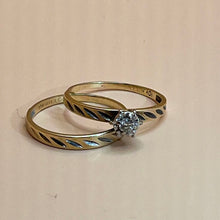 Load image into Gallery viewer, Ring, 10K Yellow Gold, Engagement Set, 3 mm Diamond, size 7 1/4
