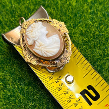 Load image into Gallery viewer, Pendant, Brooch, 14K Yellow Gold, Vintage to Antique Abalone Cameo
