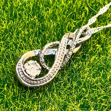 Load image into Gallery viewer, Necklace with Pendant, Sterling Silver, Infinity Loop with Clear Stones, 24 Inch Twisted Curb Chain
