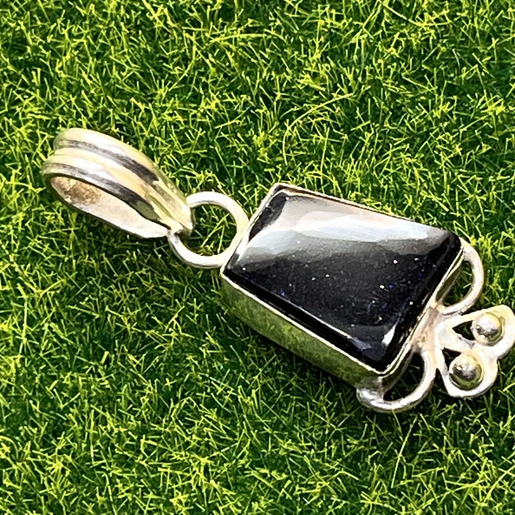 Pendant, Sterling Silver, Blue Goldstone