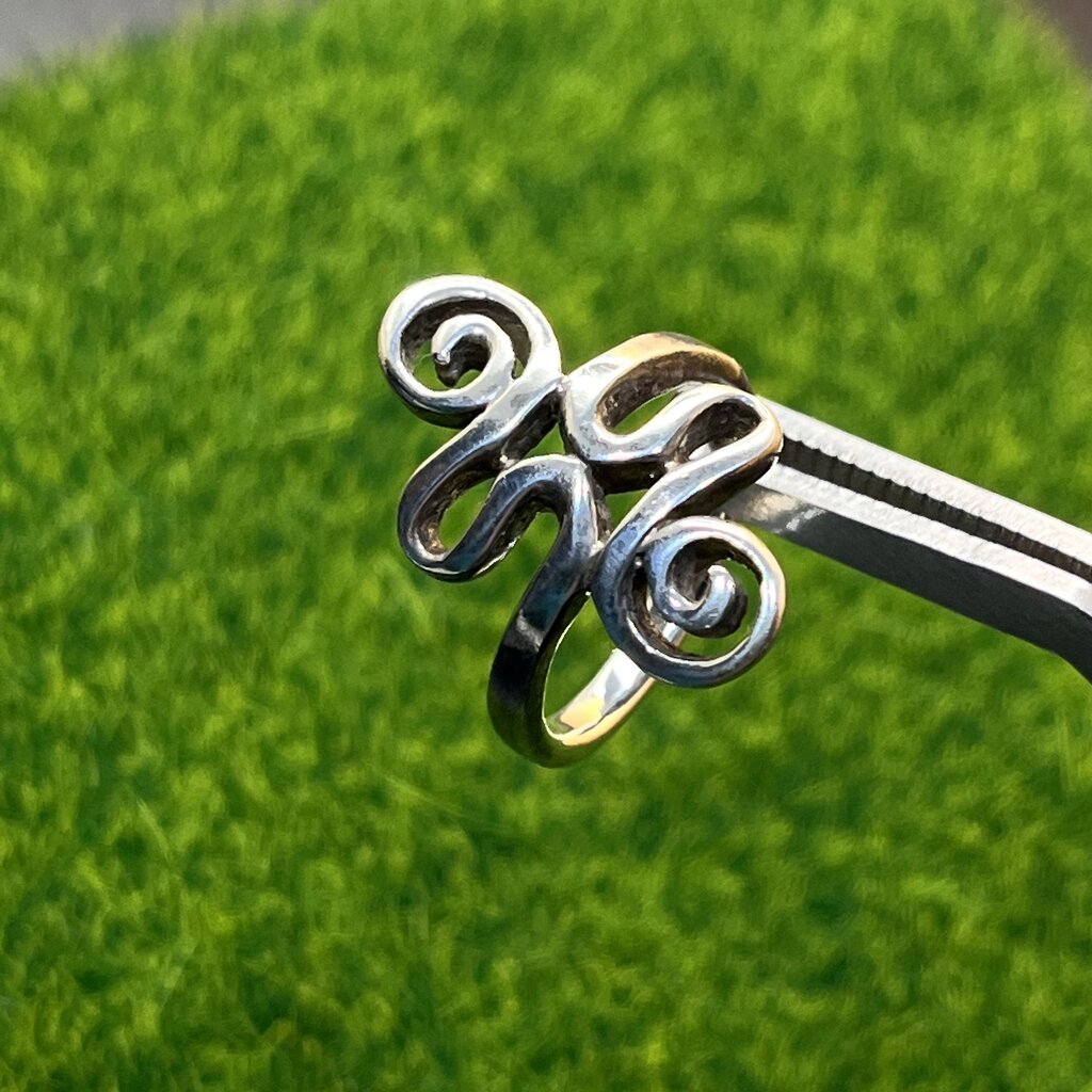 Ring, Sterling Silver, Curled Ribbon, Size 7 1/2