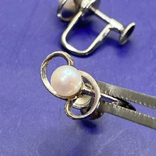 Load image into Gallery viewer, Earrings and Brooch Set, Mikimoto Tokyo, Akoya Pearls and Sterling, Screw Back
