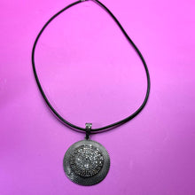 Load image into Gallery viewer, Necklace with Pendant, Sterling Silver and Pave Diamonds, on Sterling and Leather Cord, 4.7 carats
