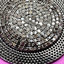 Load image into Gallery viewer, Necklace with Pendant, Sterling Silver and Pave Diamonds, on Sterling and Leather Cord, 4.7 carats
