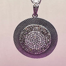 Load image into Gallery viewer, Necklace with Pendant, Sterling Silver and Pave Diamonds, on Sterling and Leather Cord, 4.7 carats
