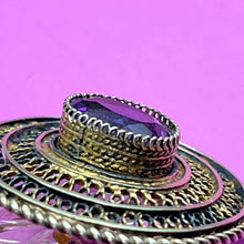 Load image into Gallery viewer, Pendant, Brooch, 935 Silver with Vermeil, Filigree, Amethyst
