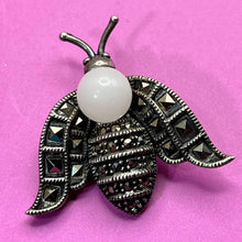 Load image into Gallery viewer, Brooch, Sterling Silver, Marcasite, Judith Jack, Bee with Pearl Bead
