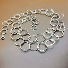 Load image into Gallery viewer, Necklace, Sterling Silver, A Series of Textured Rings, 16 In
