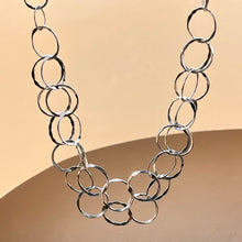Load image into Gallery viewer, Necklace, Sterling Silver, A Series of Textured Rings, 16 In
