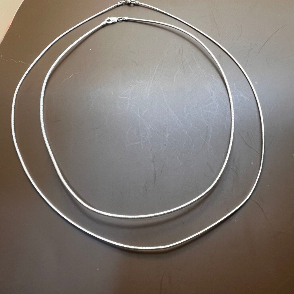 Necklace, Set of Two, Sterling Silver, Snake Chain, 16 in x 1.5 mm, 19.5 in x 1 mm