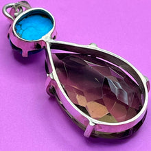 Load image into Gallery viewer, Pendant, Sterling Silver, Turquoise and Smokey Quartz
