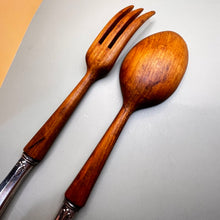 Load image into Gallery viewer, Salad Serving Set, Sterling Silver Handles, Wood Utensils, Royal Family
