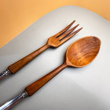 Load image into Gallery viewer, Salad Serving Set, Sterling Silver Handles, Wood Utensils, Royal Family
