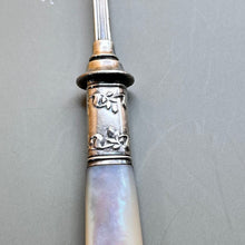 Load image into Gallery viewer, Serving Fork, Bread, Sterling Ferrule and Mother of Pearl Handle
