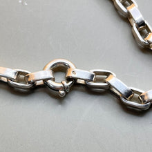 Load image into Gallery viewer, Necklace with Pendant, Sterling Silver, Heart Embedded Pendant, Very Heavy Links, 17 Inches
