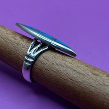Load image into Gallery viewer, Ring, Sterling Silver, Native American Long Marquis Shape, Turquoise Colored Stones, Size 4 1/2

