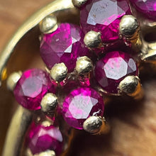 Load image into Gallery viewer, Ring, 14K Yellow Gold, Ruby Cluster, UV Reactive, Size 10
