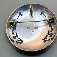 Load image into Gallery viewer, Pendant, Brooch, Sterling Silver with 18K Yellow Gold Accents, Peruvian Llama and Dragons
