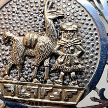 Load image into Gallery viewer, Pendant, Brooch, Sterling Silver with 18K Yellow Gold Accents, Peruvian Llama and Dragons
