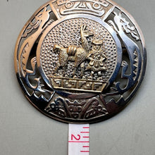 Load image into Gallery viewer, Pendant, Brooch, Sterling Silver with 18K Yellow Gold Accents, Peruvian Llama and Dragons
