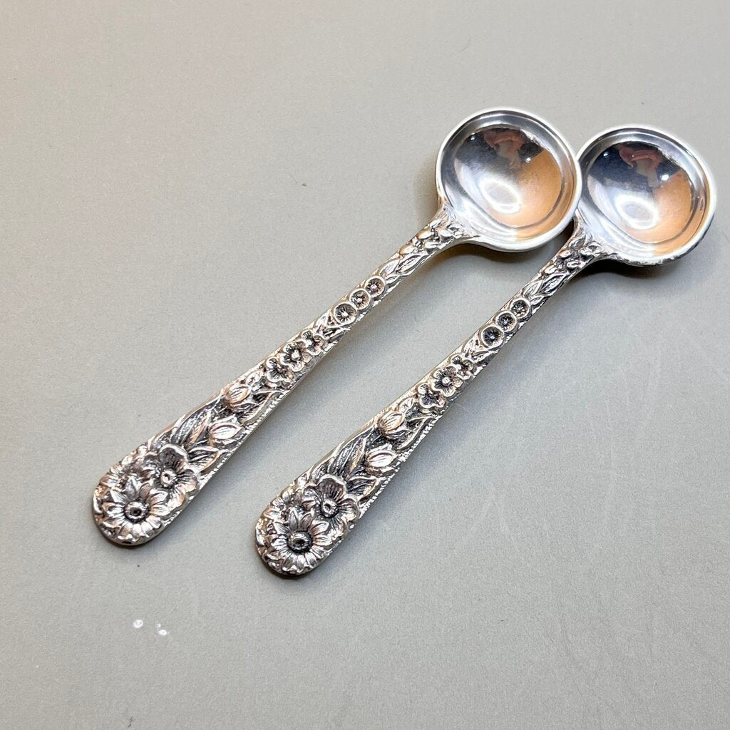 Spoon, Salt, Sterling Silver, S. Kirk & Son, Bright and Matte