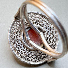 Load image into Gallery viewer, Ring, Sterling Silver, Filigree Abalone Cameo, One half of chain on front missing, Size 6
