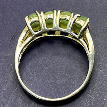 Load image into Gallery viewer, Ring, Sterling Silver, 4 Jade Oval Cabachons in Claw Setting, Size 6 1/2
