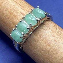 Load image into Gallery viewer, Ring, Sterling Silver, 4 Jade Oval Cabachons in Claw Setting, Size 6 1/2
