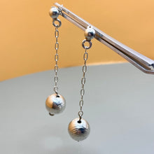 Load image into Gallery viewer, Earrings, Sterling Silver, Textured Ball on Chain
