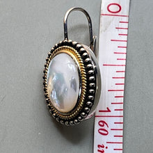 Load image into Gallery viewer, Earrings, Sterling Silver, Mother of Pearl with Gold Vermeil Accents, Leverback
