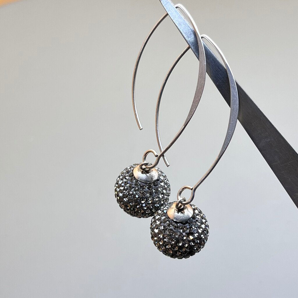 Earrings, Sterling Silver, Blingy Balls on Dangle
