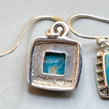 Load image into Gallery viewer, Earrings, Sterling Silver, Turquoise Squares
