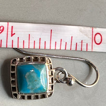 Load image into Gallery viewer, Earrings, Sterling Silver, Turquoise Squares
